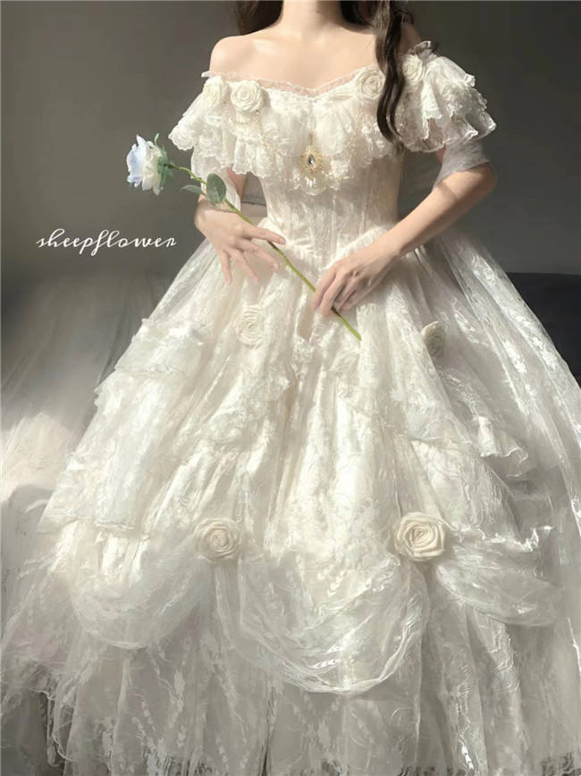 Meowing and Fruity Tana Manor Vintage Lolita Wedding Dress