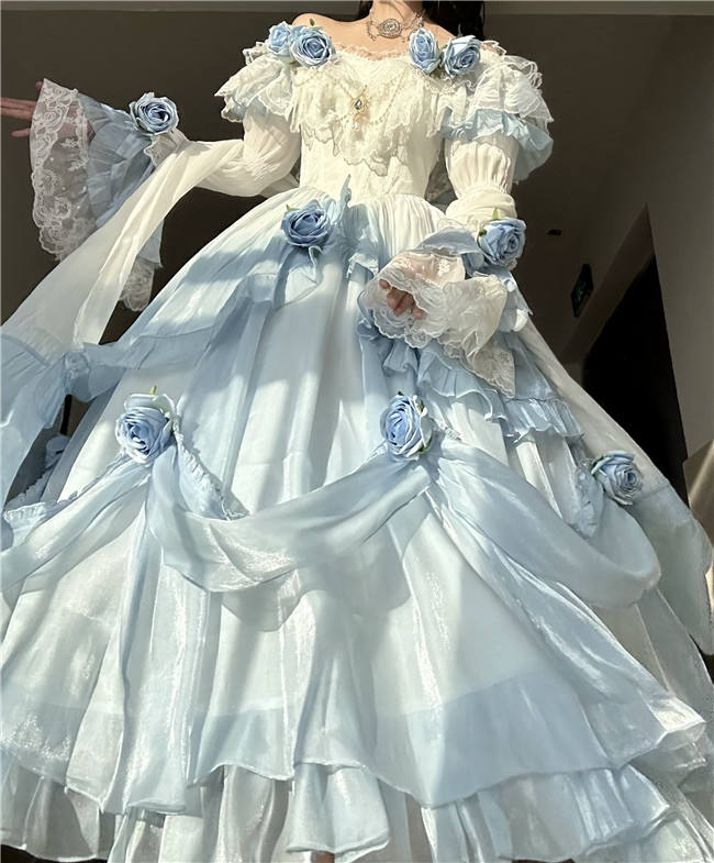 Meowing and Fruity Tana Manor Ombre Vintage Lolita Wedding Dress