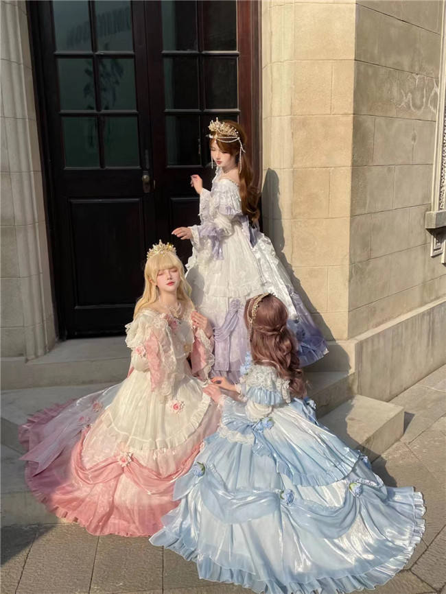 Meowing and Fruity Tana Manor Ombre Vintage Lolita Wedding Dress
