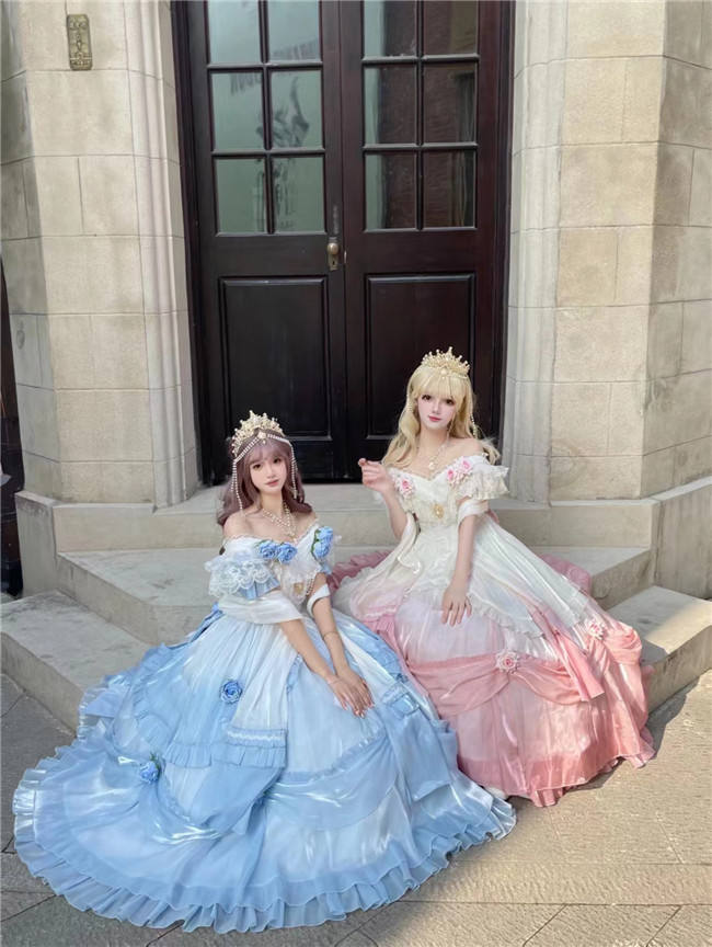 Meowing and Fruity Tana Manor Ombre Vintage Lolita Wedding Dress