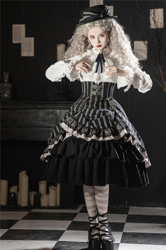 Miss Point ~The Pointe Estate Stripe High Waist Lolita Skirt