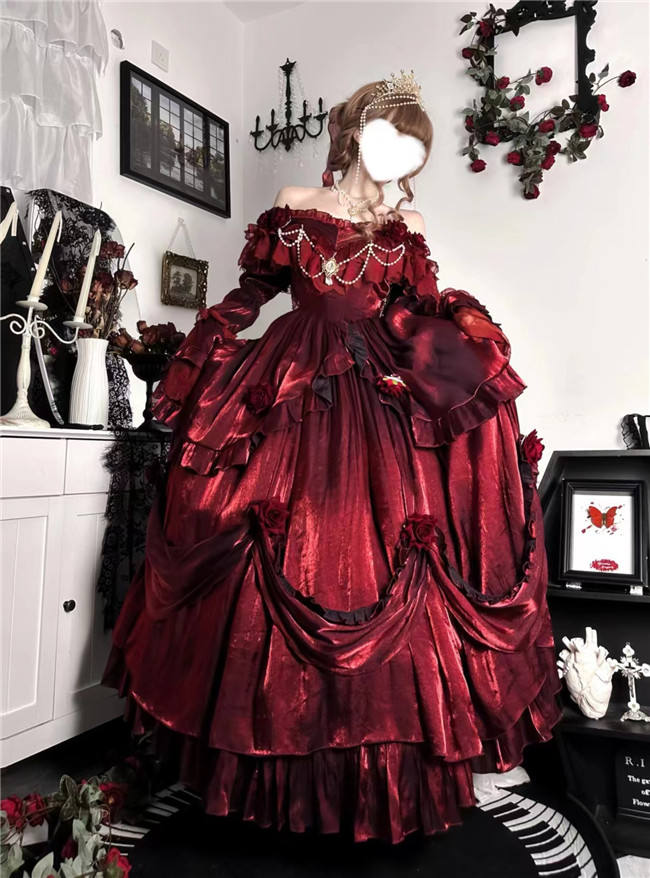Meowing and Fruity Tana Manor Vintage Red Lolita Wedding Dress