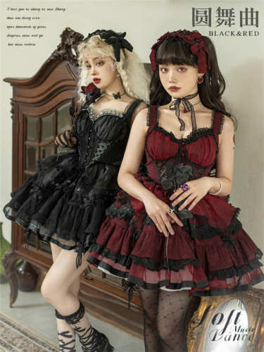 Honey Machine Waltz Sweet Lolita Dress Black Red Size S - In Stock
