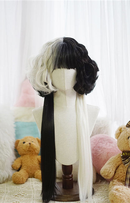Yuchashui Jellyfish Curls Long Straight Lolita Wigs