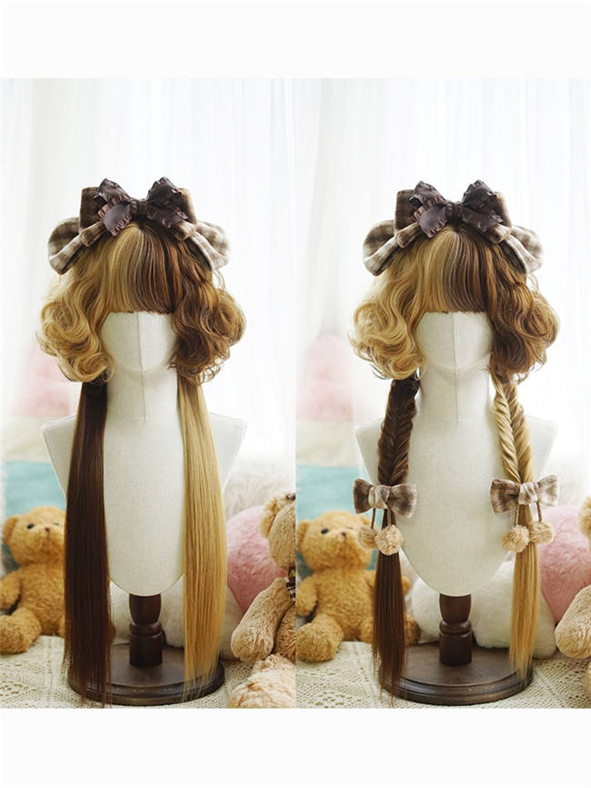 Yuchashui Jellyfish Curls Long Straight Lolita Wigs