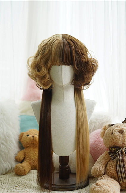 Yuchashui Jellyfish Curls Long Straight Lolita Wigs