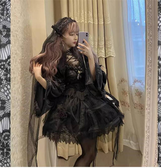 A Cage of Roses Elegant Gothic Lolita Dress and Accessories