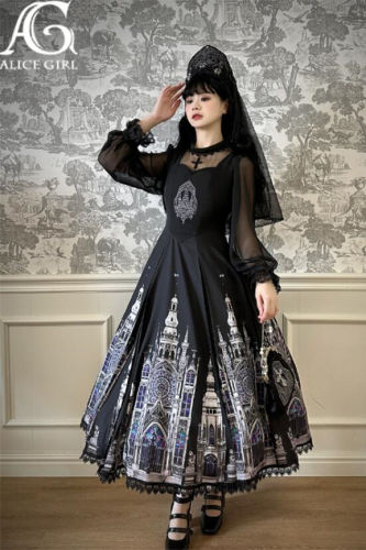 Alice Girl Cross Church Print Lolita Dress