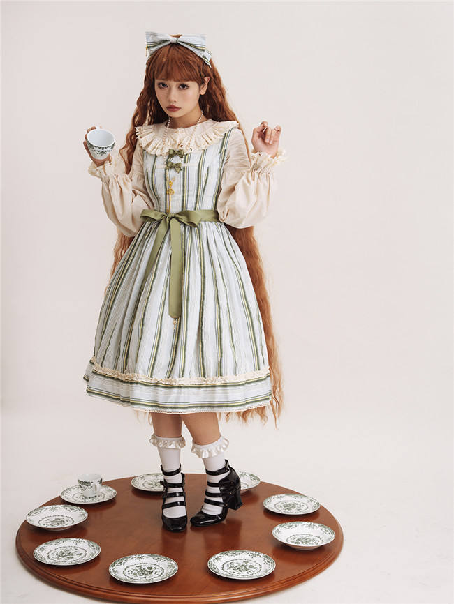 Miss Point Forest Book Stripe Lolita Jumper Dress
