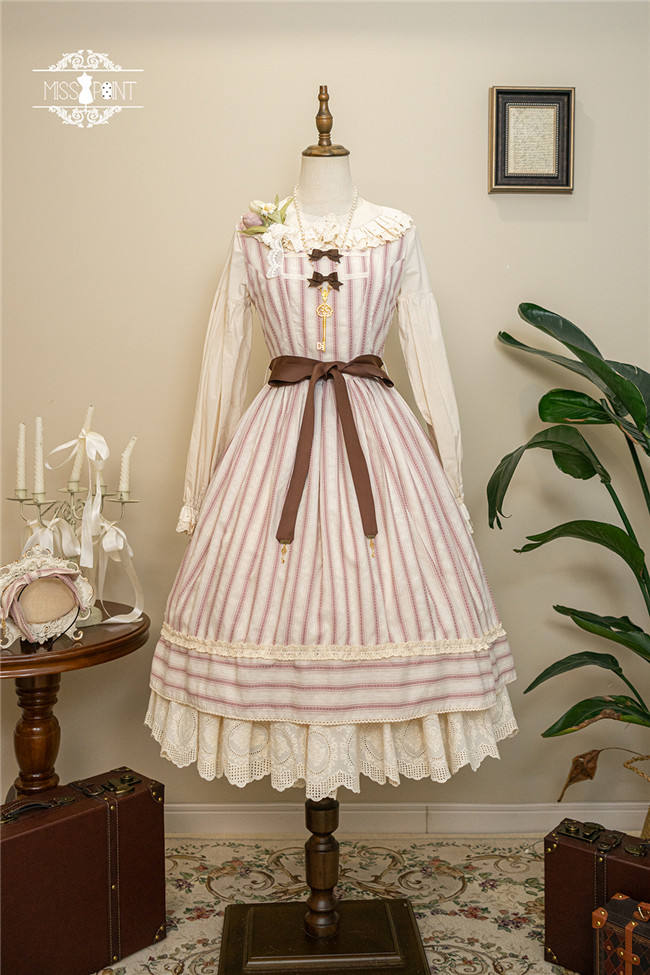 Miss Point Forest Book Stripe Lolita Jumper Dress