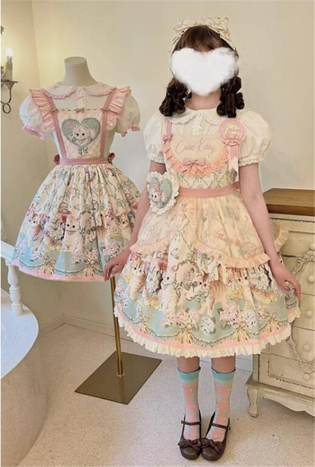 Dark Star Island Cat Fantasy Land Sweet Lolita OP, JSK, Skirt, Blouse and T-shirt
