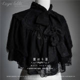 LingXi Black Iris Embroidery Gothic Lolita Dress, Lace Cape, Overskirt and Necklace