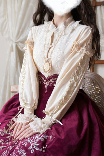 The Splendor of Gold&Siliver Tree Vintage Embroidery Lolita Blouse