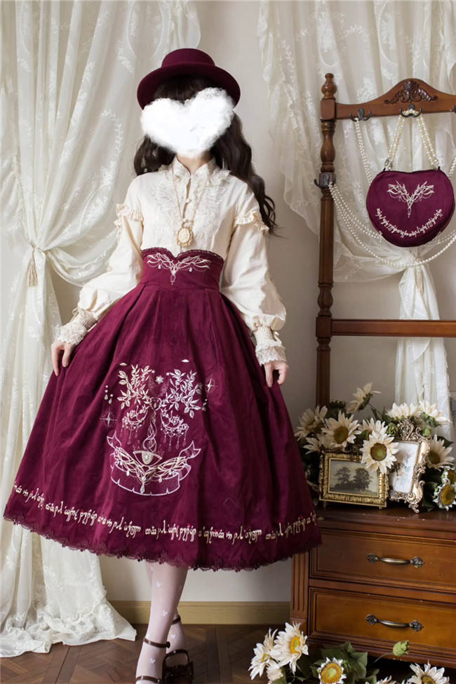 The Splendor of Gold&Siliver Tree Classic Embroidery Lolita Skirt, Jumper Dress, Vest and Cape
