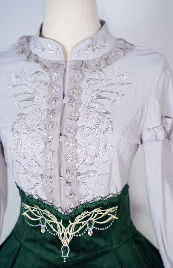 The Splendor of Gold&Siliver Tree Vintage Embroidery Lolita Blouse