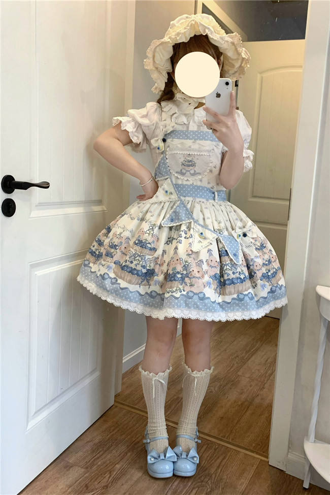 Lamb Blueberry Tower Sweet Lolita Jumpers, Salopette, Blouse and Accessories