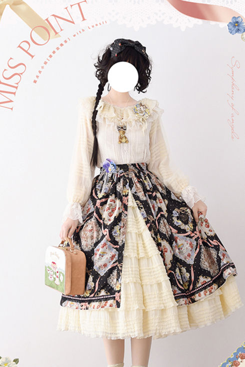 Miss Point Kitty and Rose Prints Daily Wear Lolita Skirt