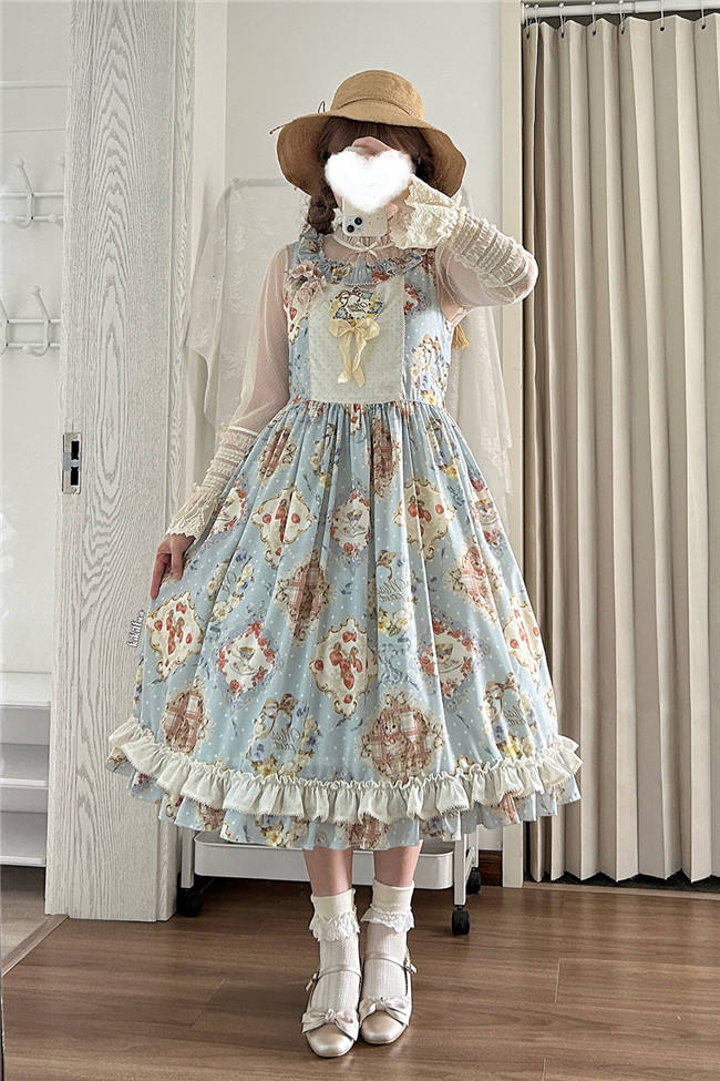 Miss Point Kitty and Rose Prints Daily Wear Lolita Jumper Dress