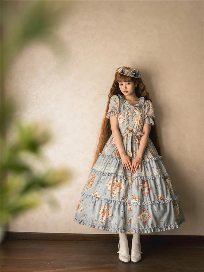 Miss Point Kitty and Rose Prints Daily Wear Lolita One Piece