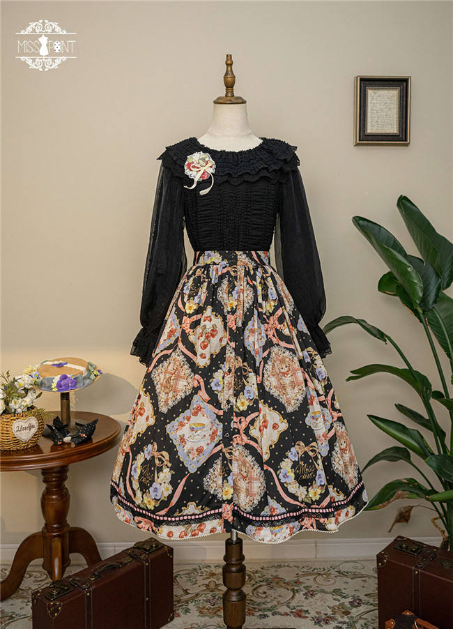 Miss Point Kitty and Rose Prints Daily Wear Lolita Skirt