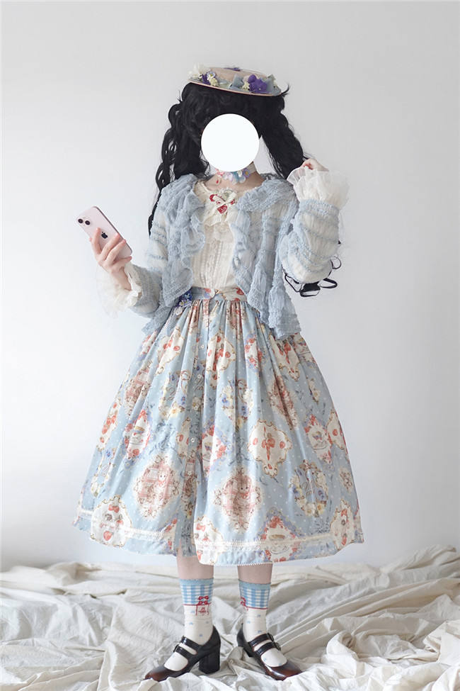 Miss Point Kitty and Rose Prints Daily Wear Lolita Skirt