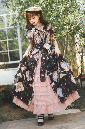 Miss Point Kitty and Rose Prints Daily Wear Lolita One Piece