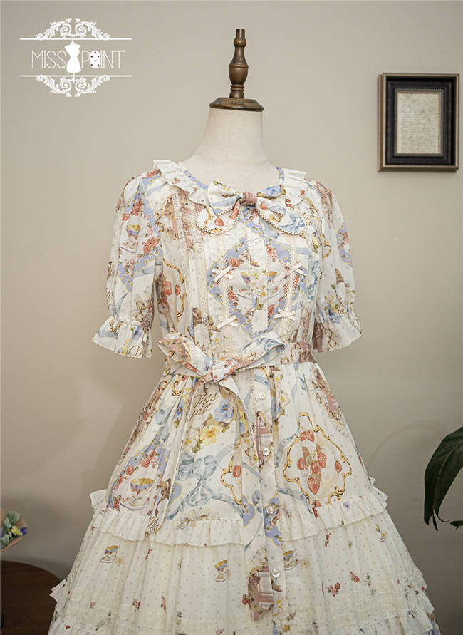 Miss Point Kitty and Rose Prints Daily Wear Lolita One Piece