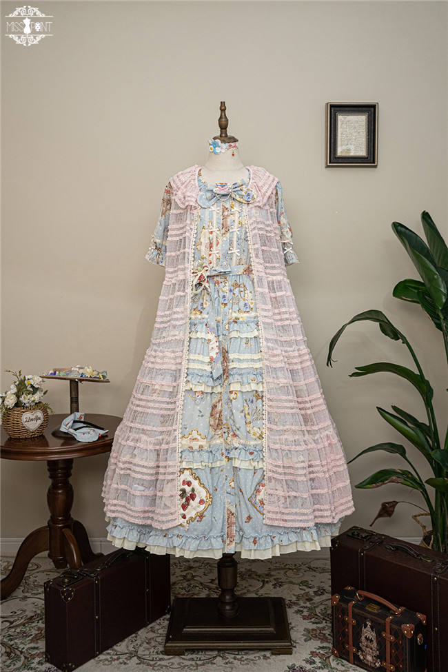 Miss Point Kitty and Rose Prints Lolita Bolero and Overall