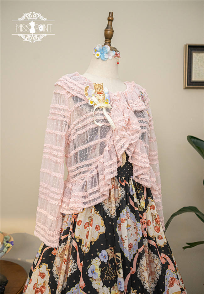 Miss Point Kitty and Rose Prints Lolita Bolero and Overall