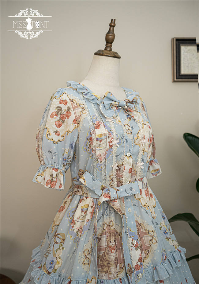 Miss Point Kitty and Rose Prints Daily Wear Lolita One Piece
