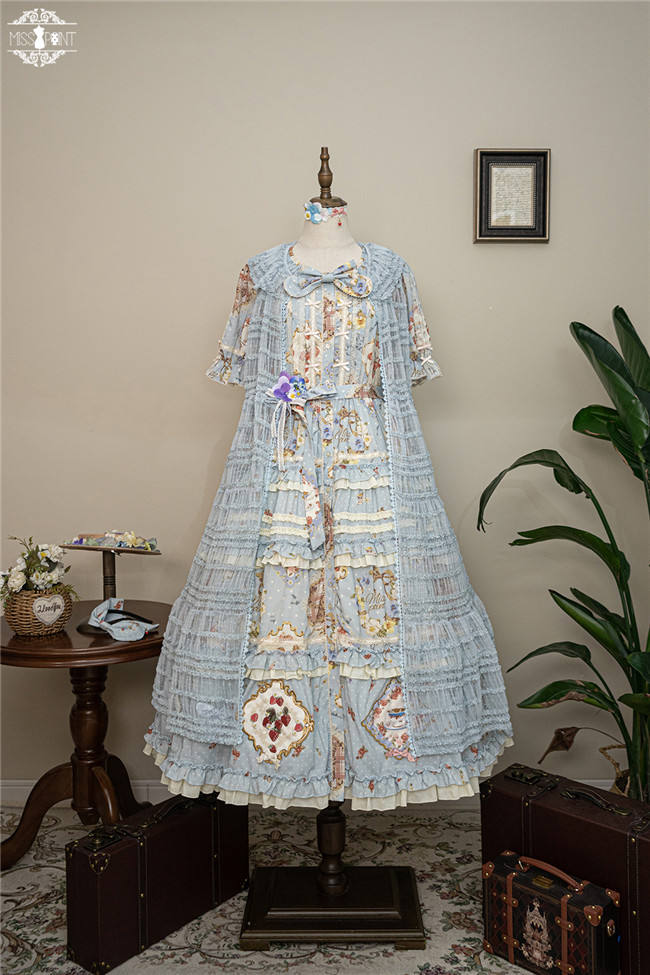 Miss Point Kitty and Rose Prints Lolita Bolero and Overall