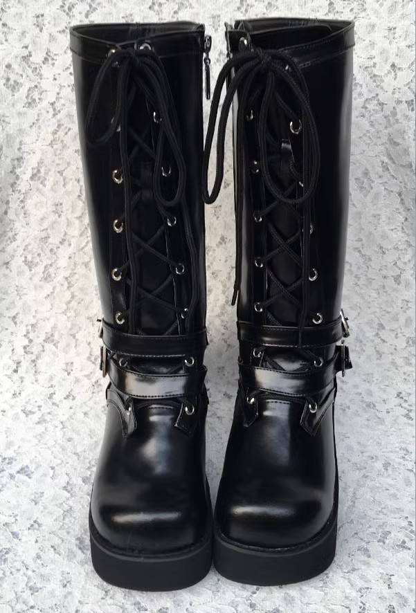 Black Belts Punk Lolita Boots