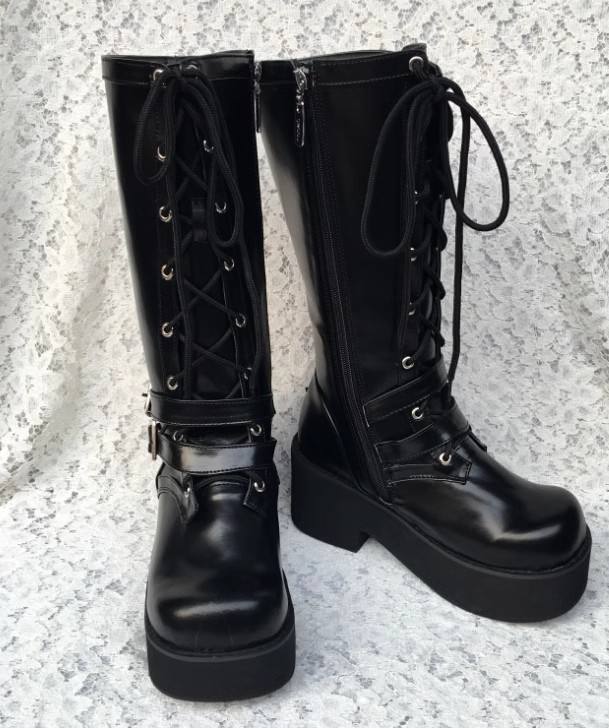 Black Belts Punk Lolita Boots
