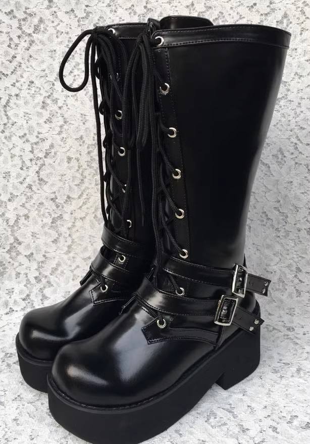 Black Belts Punk Lolita Boots