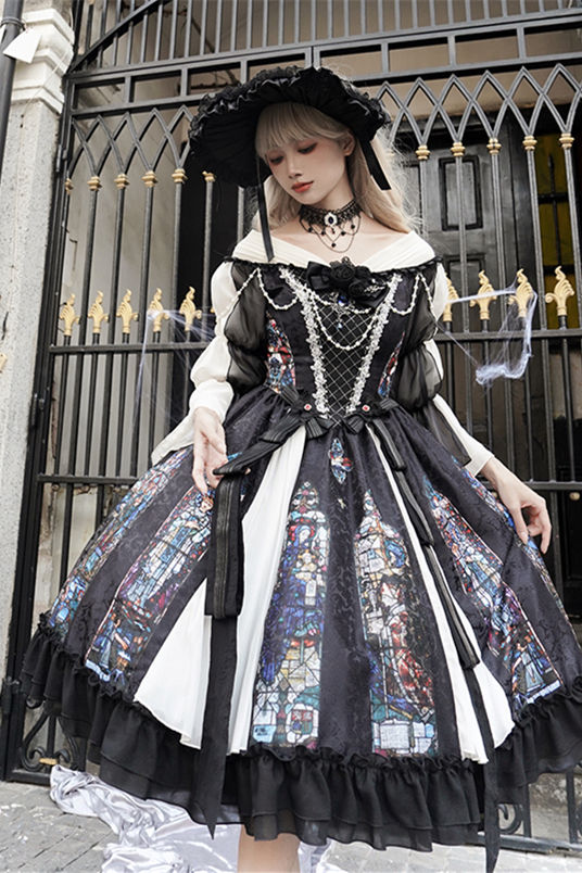 Ying Luo Fu Stained Glass Gothic Lolita Dress