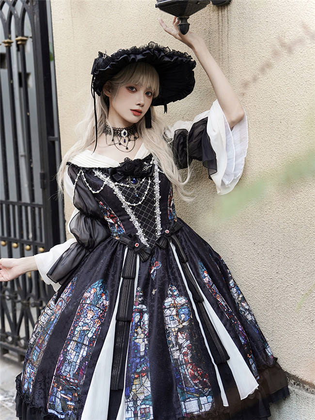 Ying Luo Fu Stained Glass Gothic Lolita Dress