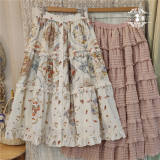 Miss Point Kitty and Rose Prints Lolita Skirt