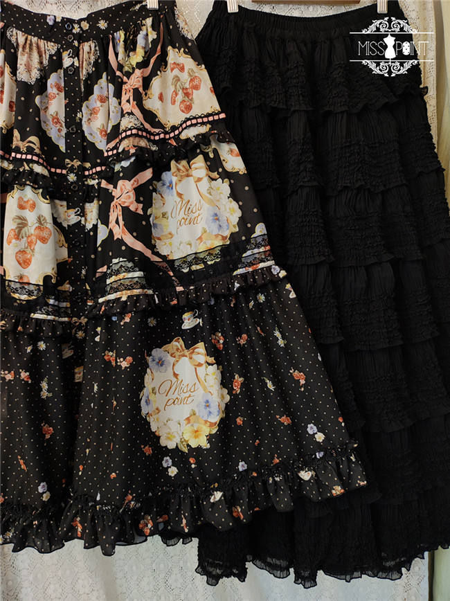 Miss Point Kitty and Rose Prints Lolita Skirt