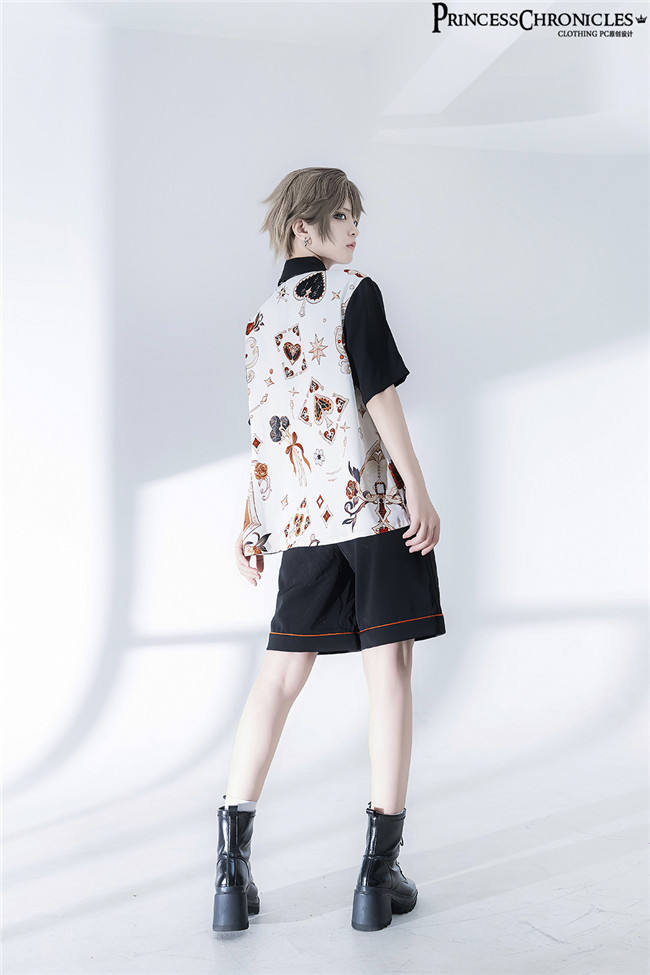 Princess Chronicles Vintage Printed Blouse, Embroidery Pants and Necktie Ouji Fashion