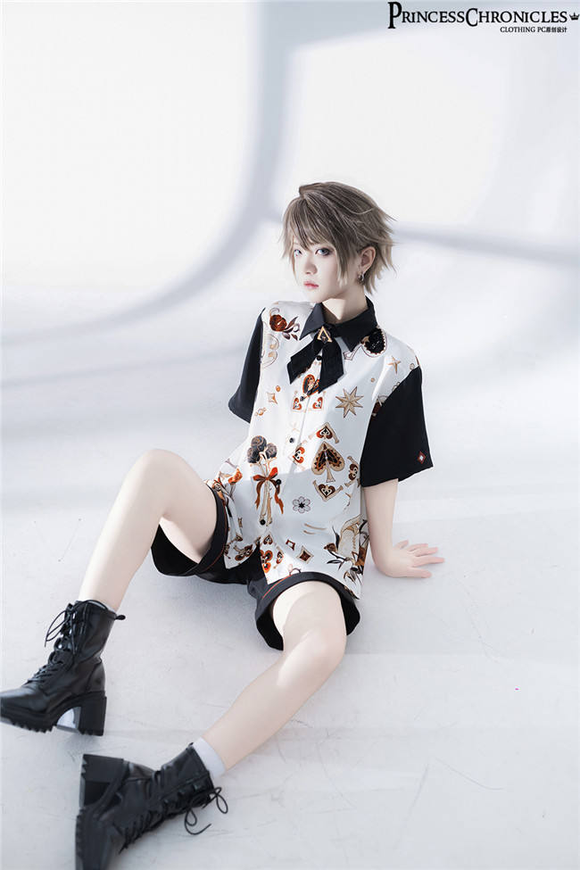 Princess Chronicles Vintage Printed Blouse, Embroidery Pants and Necktie Ouji Fashion