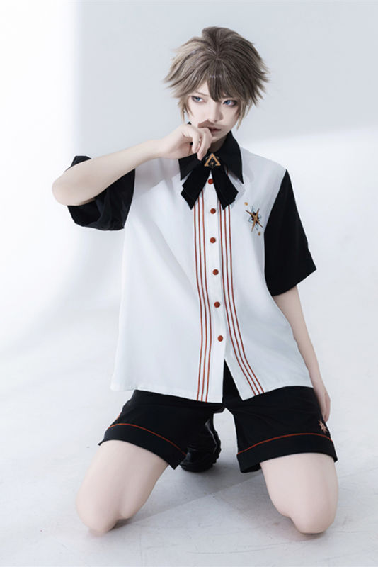 Princess Chronicles Vintage Blouse, Embroidery Pants and Necktie Ouji Fashion