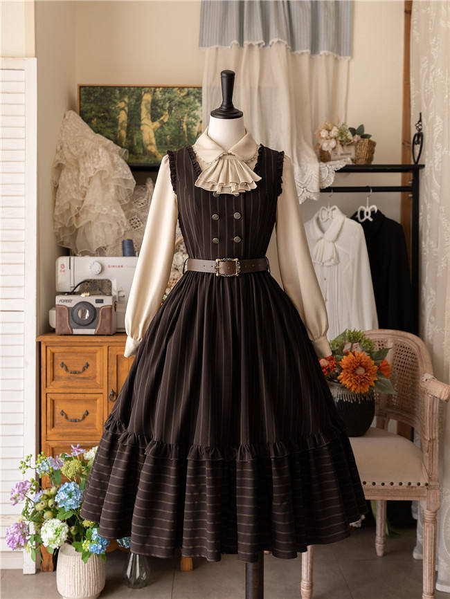 Forest Wardrobe Small Manor Stripe Lolita Dress and Blouse