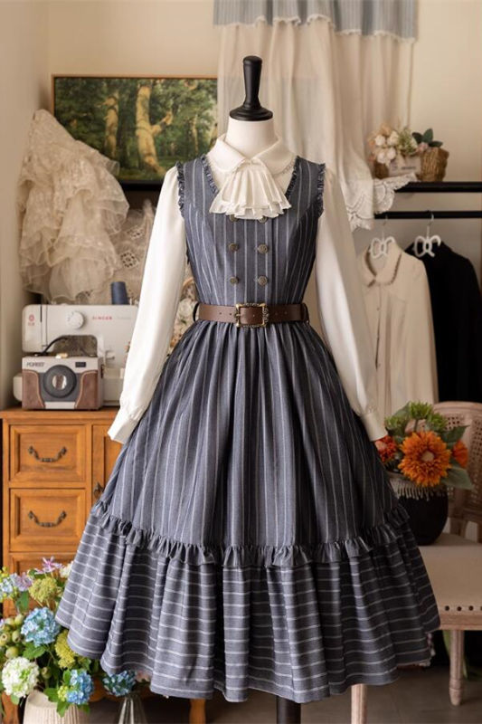 Forest Wardrobe Small Manor Stripe Lolita Dress and Blouse