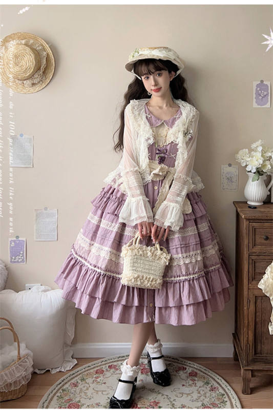 Purple Wind Bell Elegant Classic Lolita Dress, Bolero and Bonnet