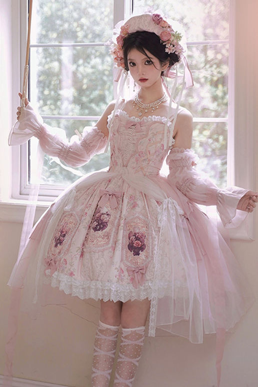 my lolita dress Cyan Lolita Oil Painting Floral Lolita Dress- My Lolita Dress