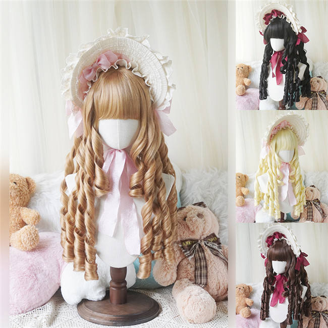 Yuchashui Long Roman Curls Lolita Wigs