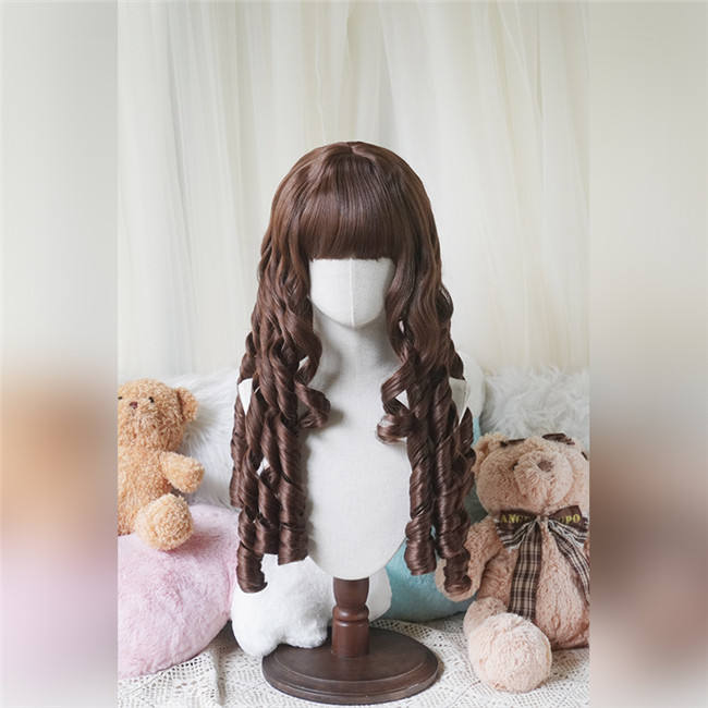 Yuchashui Long Roman Curls Lolita Wigs