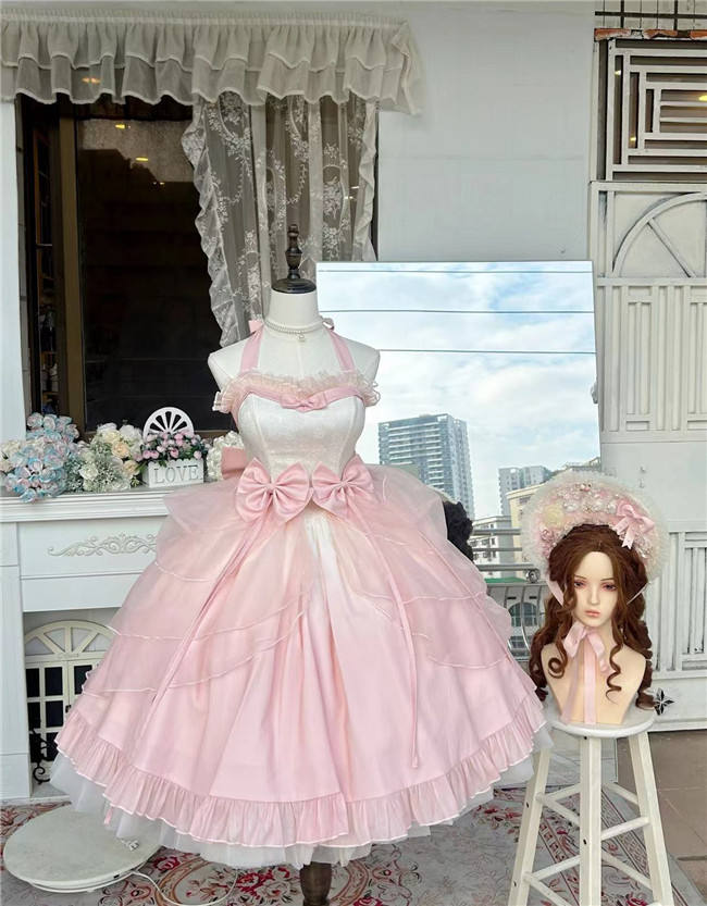 True Love's Kiss Pink Ombre Lolita Dress Set