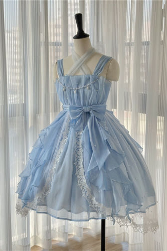 Elegant Classic Organza Lolita Jumper Dress Set