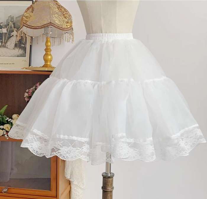 Withpuji 35cm/45cm/55cm Lace Trim White Puffy Petticoat and Bloomers